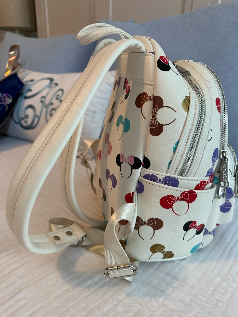 Loungefly x Disney Parks White Minnie Ear Pattern Mini Backpack - Picture 5 of 7